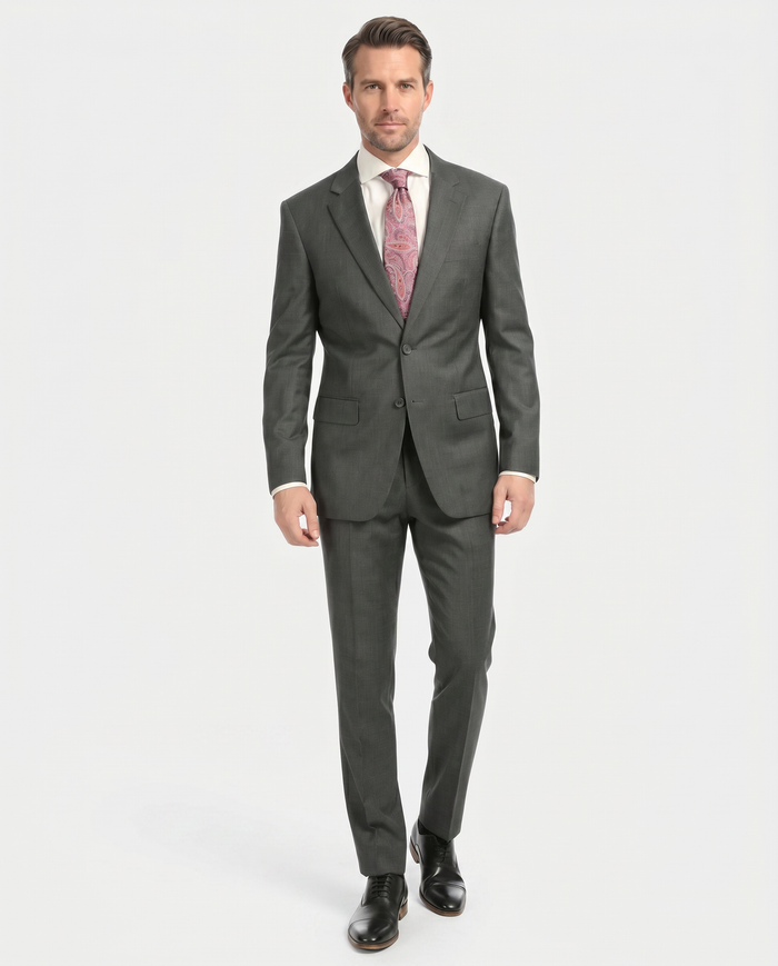 Ferrecci Mens Heather Gray Classic Fit Wool Blend 2 Piece Suit