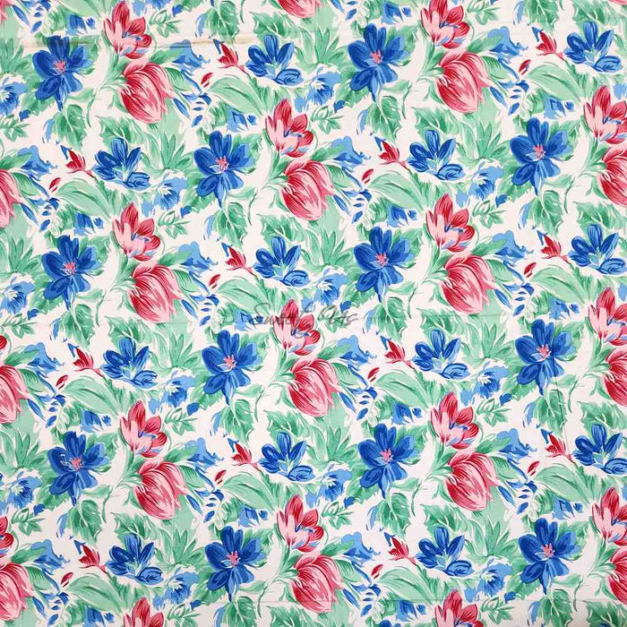 Fleur De Lush Floral Cotton Tablecloth Round Green Blue, Table Linen - Sweet Us