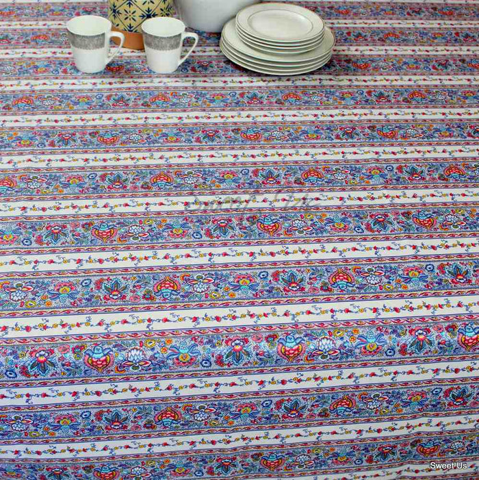 Fleurs d'Avignon Spill-Resistant Allover Tablecloth — Porcelaine - Sweet Us