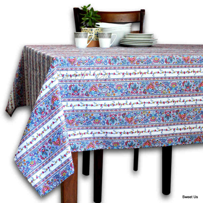 Fleurs d'Avignon Spill-Resistant Allover Tablecloth — Porcelaine - Sweet Us