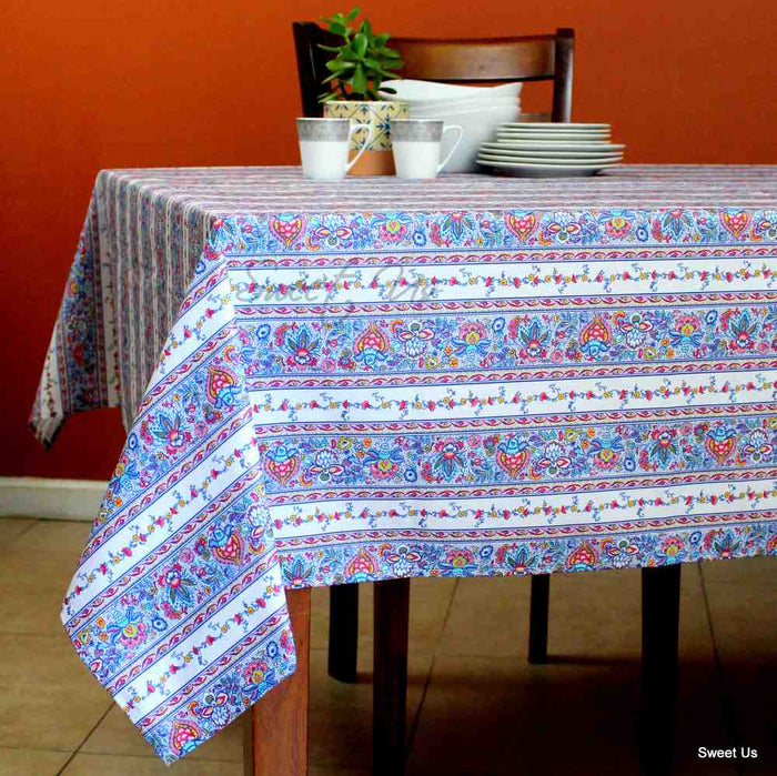 Fleurs d'Avignon Spill-Resistant Allover Tablecloth — Porcelaine - Sweet Us