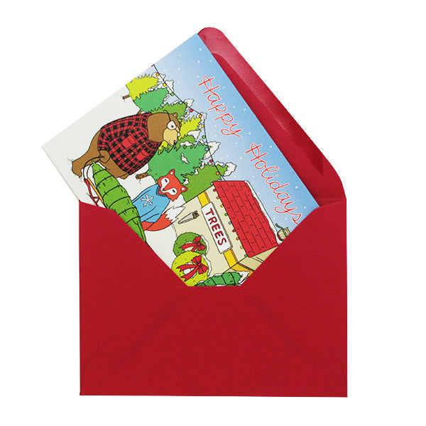 Found Christmas Card, HOL4 (Forest Animals Buying a Christmas Tree)