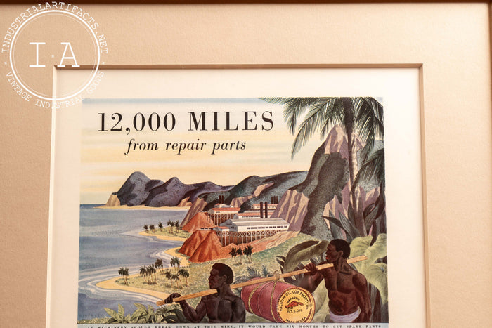 Framed Socony Vacuum Oil 12,000 Miles Ad