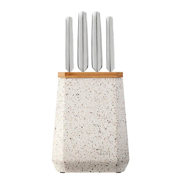 Furi Stone Knife Block Set Sepia Terrazzo - 5 Piece