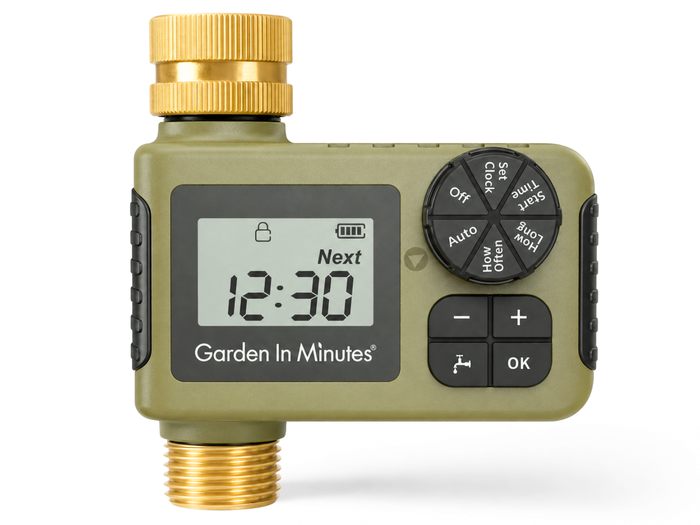 Garden In Minutes hose timer with digital display and control dial