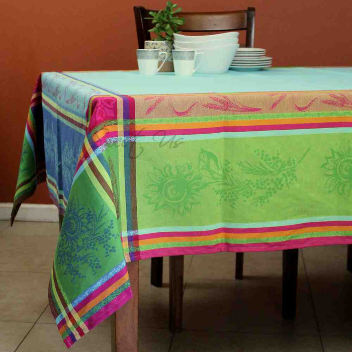 Wipeable Jacquard Tablecloth Rectangle Spill Resistant French Cotton Multicolor - Sweet Us