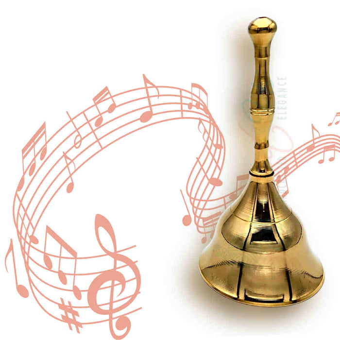 Sturdy Polished Brass Hand Bell Sweet Melodic Wedding Kiss Bell Service Call - Sweet Us