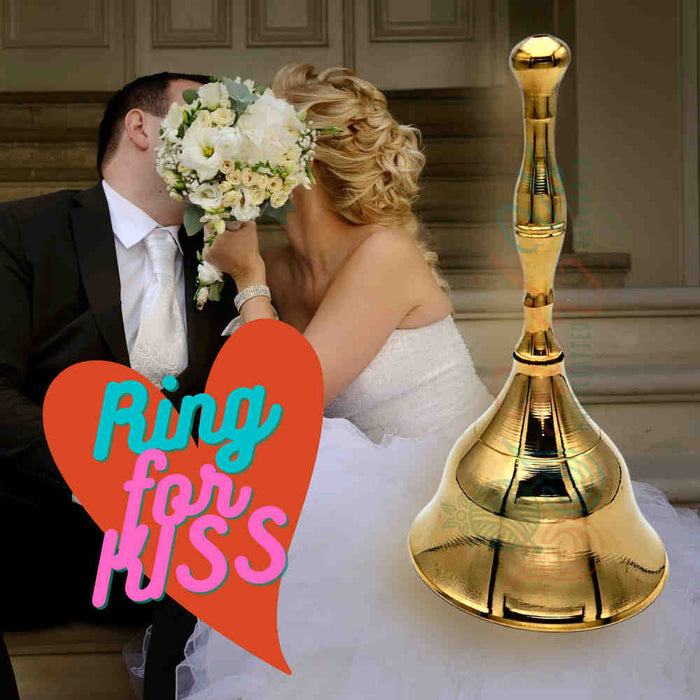 Sturdy Polished Brass Hand Bell Sweet Melodic Wedding Kiss Bell Service Call - Sweet Us