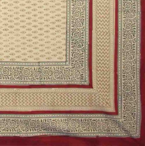 Handmade 100% Cotton Bagru Block Print Tablecloth Cotton 60x60 Square Red - Sweet Us