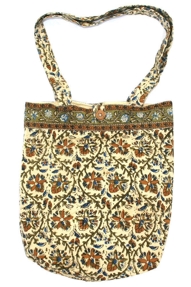 Handmade Cotton Kalamkari Block Print Shopping Work Tote College Bag 15x15 - Sweet Us
