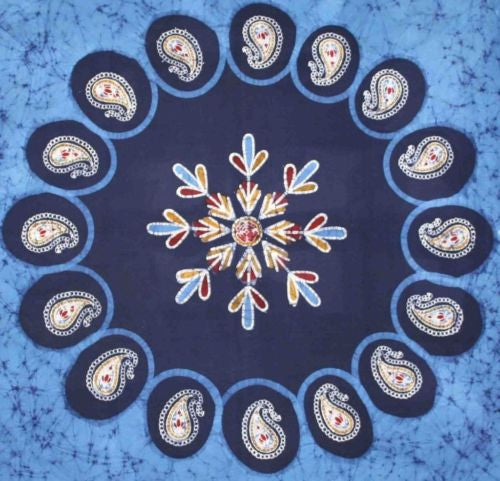 Handmade Multi Batik PaisleyTapestry Tablecloth Bedspread 100% Cotton Blue Full - Sweet Us