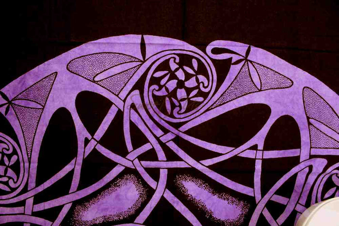 Heavy Cotton Celtic Wheel Tablecloth with Fringes Purple Black - Sweet Us