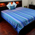 Heavy Cotton Ribbed Striped Tapestry Spread 98 x 88 inches Beige Tan Red Green - Sweet Us