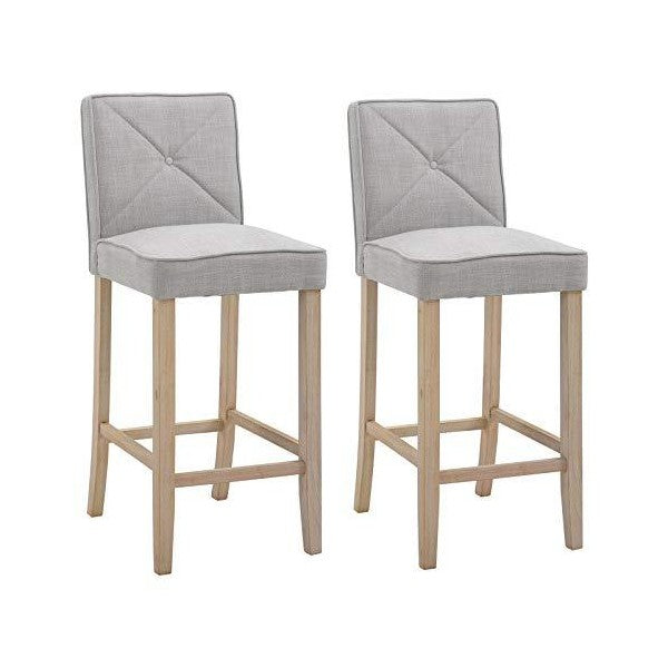 HOMCOM 41" Beige Modern Barstools Upholstered Kitchen Island Chair - 2 piece