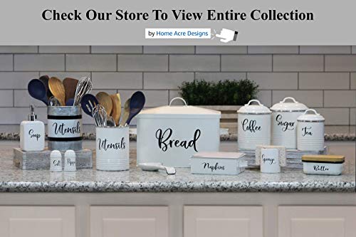 Home Acre Designs Sponge Holder for Kitchen Sink - Ceramic Porcelain Cup for Sponges - Rustic Farmhouse Decor - White