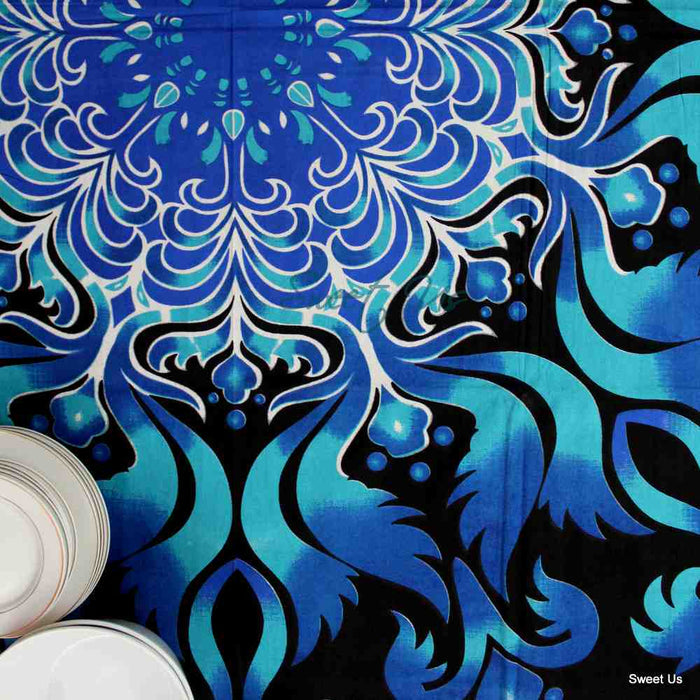 Ignis Cotton Flame Tablecloth Rectangle — Azure - Sweet Us
