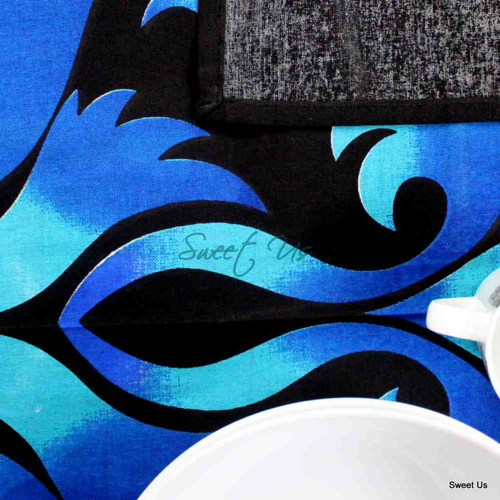 Ignis Cotton Flame Tablecloth Rectangle — Azure - Sweet Us