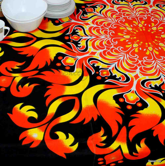 Ignis Cotton Flame Tablecloth Rectangle — Ember - Sweet Us