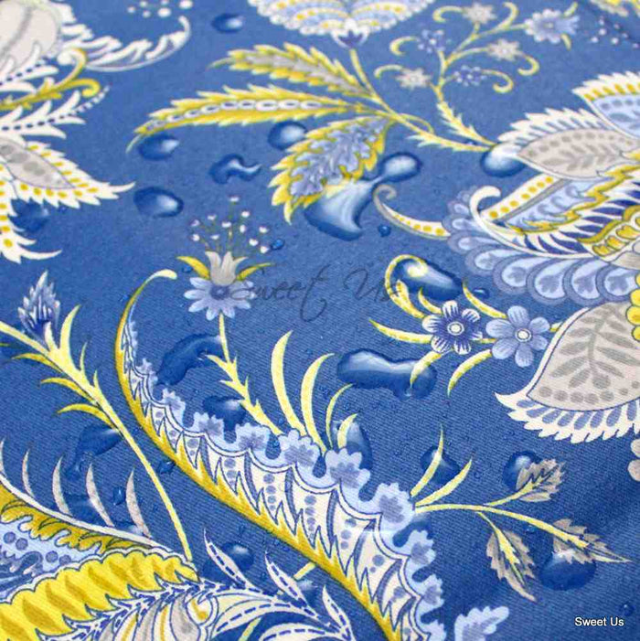 Wipeable Tablecloth Rectangle Spill Resistant French Acrylic Coated Floral Blue - Sweet Us