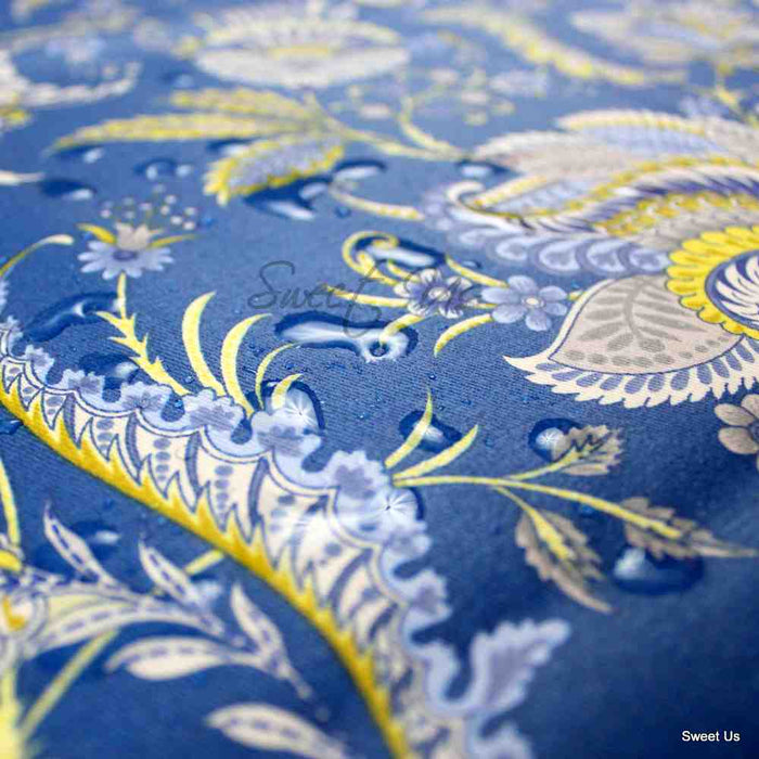 Wipeable Tablecloth Rectangle Spill Resistant French Acrylic Coated Floral Blue - Sweet Us