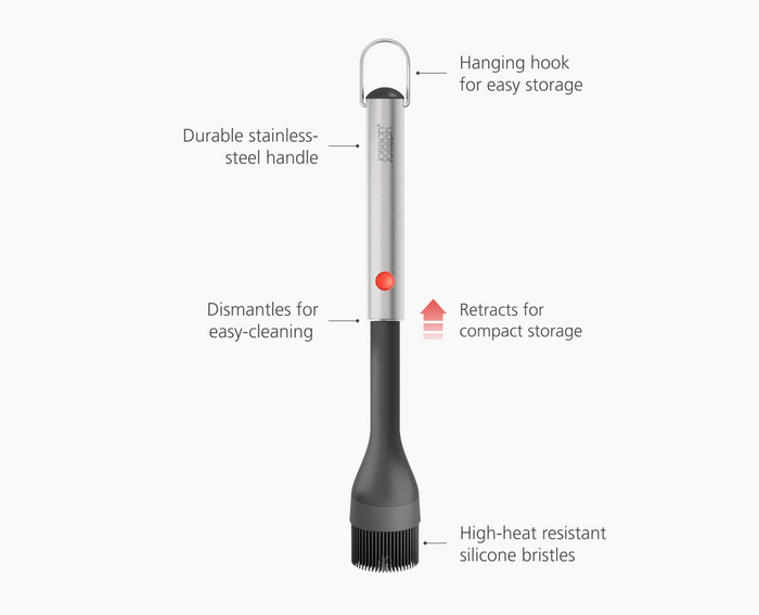 Joseph Joseph | GrillOut™ Black BBQ Silicone Basting Brush with Extending Handle