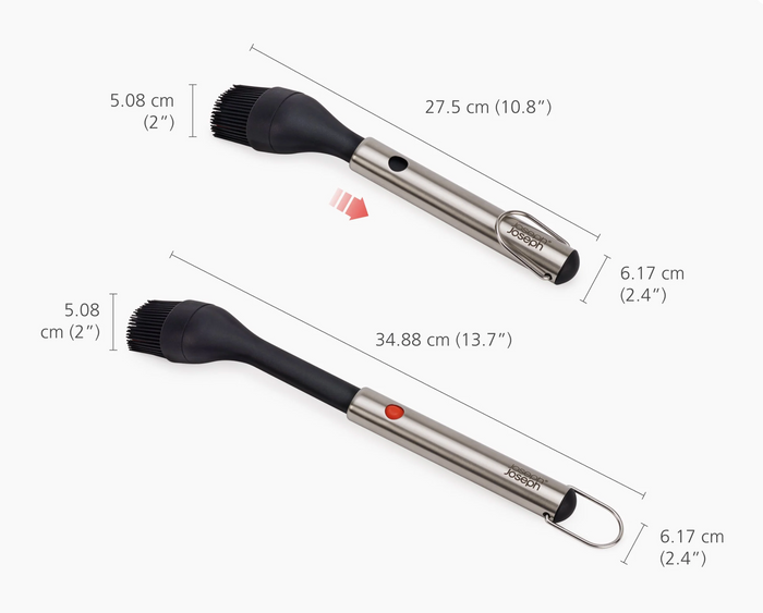 Joseph Joseph | GrillOut™ Black BBQ Silicone Basting Brush with Extending Handle