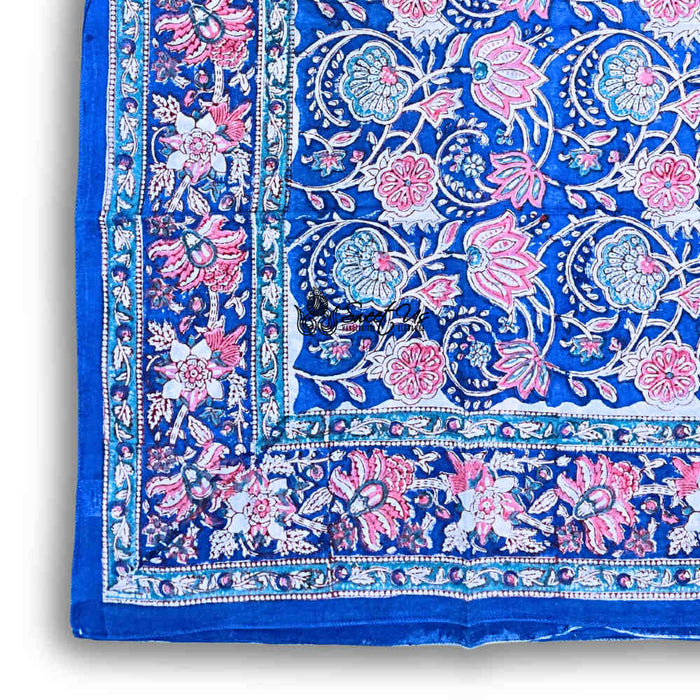 Lotus Dreams Lightweight Floral Cotton Scarf — Sapphire Charm - Sweet Us