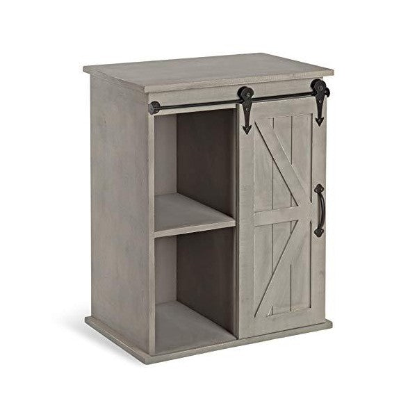 Kate and Laurel Cates 14" Gray Wooden Freestanding Storage Cabinet w/ Sliding Barn Door