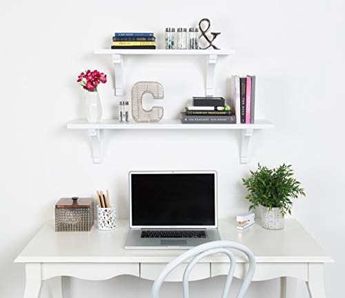 Kate and Laurel Corblynd Traditional Wood Wall Shelf, 36 inches, White