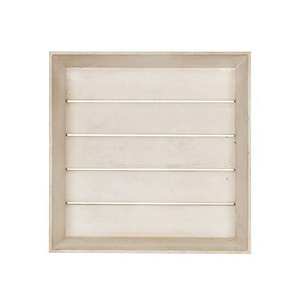 Kate and Laurel Woodmont 20" Antique White Distressed Wood Square Ottoman Tray
