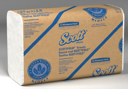 Kimberly Clark Scott Scottfold Paper Towel: White, 8.1" x 12.4", 175 Sheets, 25 Count