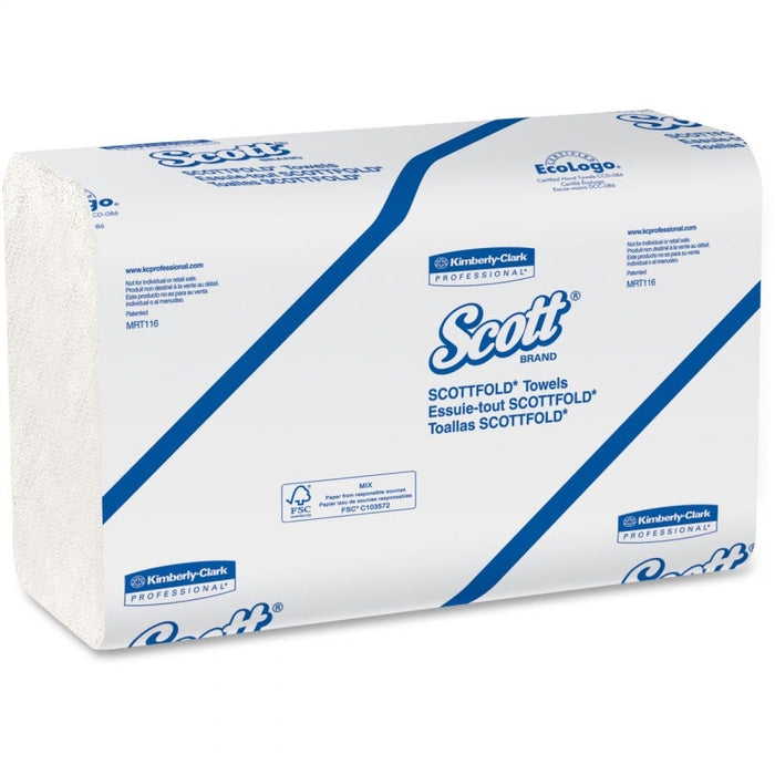 Kimberly Clark Scott Scottfold Paper Towel: White, 8.1" x 12.4", 175 Sheets, 25 Count