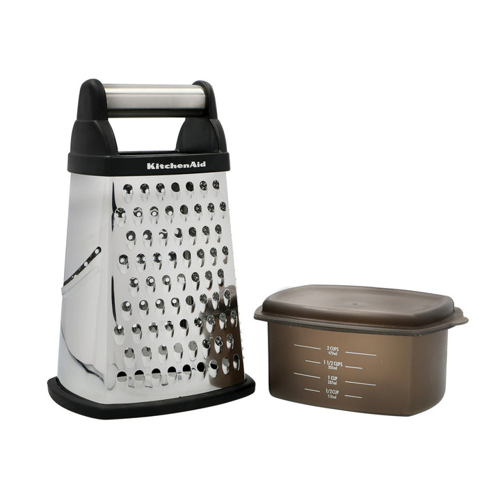KitchenAid Stainless Steel Box Grater with Container - Black