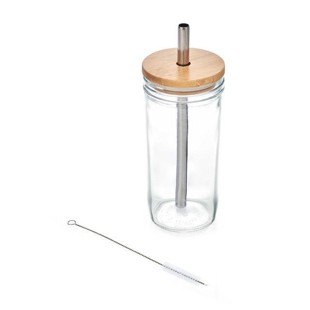 La Cafetière Bubble Tea Tumbler Clear Glass Cup with Stainless Steel Straw - 650ml