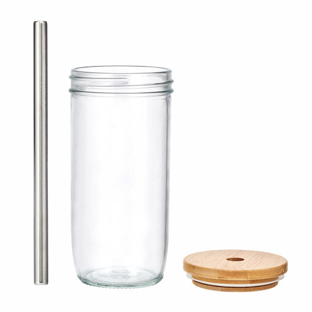 La Cafetière Bubble Tea Tumbler Clear Glass Cup with Stainless Steel Straw - 650ml