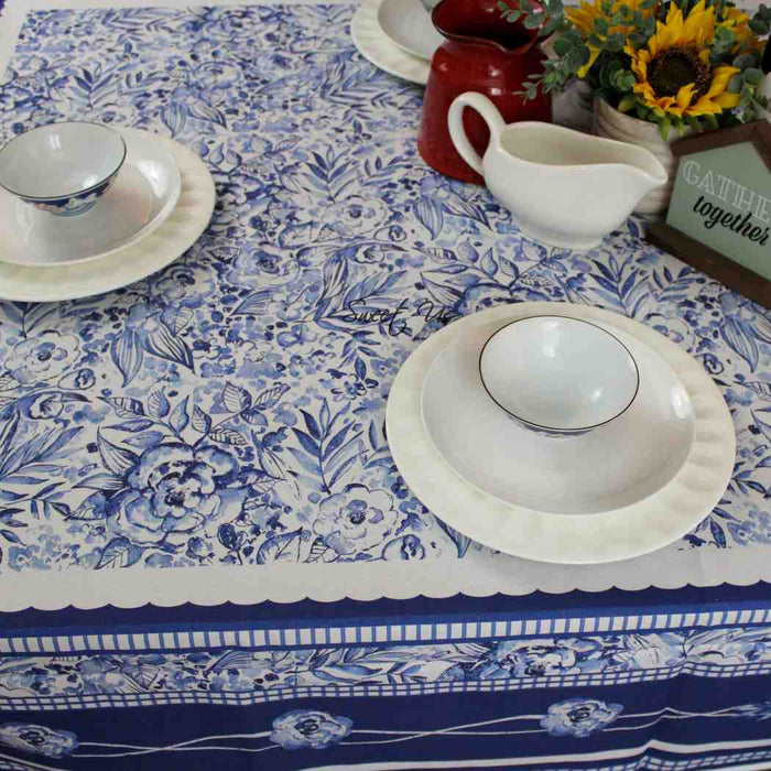 La Marseille French Floral Organic Cotton Tablecloth — Provence Sky - Sweet Us