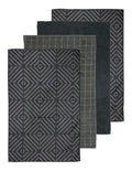 Ladelle Benton Charcoal Microfibre 4pk Kitchen Towels - 43x68cm