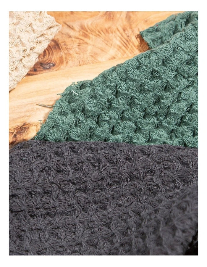Ladelle Chunky Waffle Olive 2pk Kitchen Towels - 45x70cm