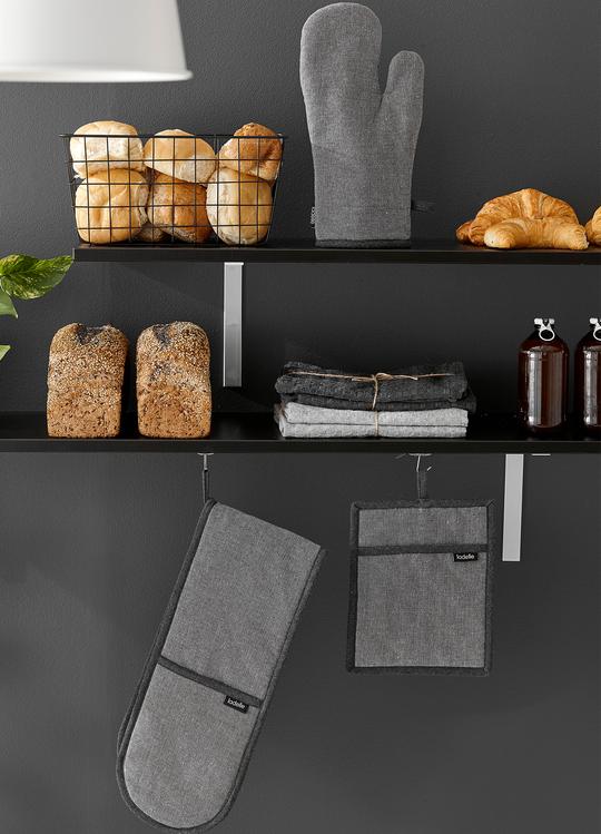 Ladelle Eco Recycled 2pk Oven Mitts 18x33cm - Charcoal