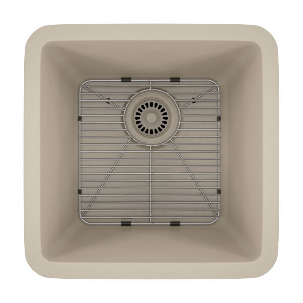 Lexicon Platinum 15" Beige Quartz Single Composite Sink w/ Grid LP-1515 - Annie & Oak