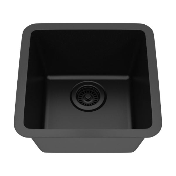 Lexicon Platinum 15" Black Quartz Single Composite Sink w/ Grid LP-1515 - Annie & Oak