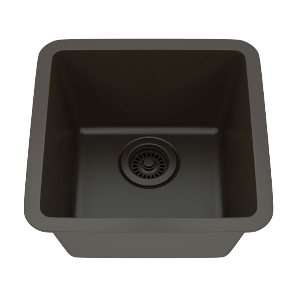Lexicon Platinum 15" Mocha Quartz Single Composite Sink w/ Grid LP-1515 - Annie & Oak