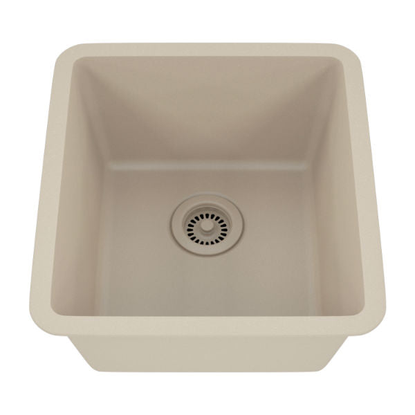 Lexicon Platinum 16" Beige Quartz Single Composite Sink w/ Grid LP-1618 - Annie & Oak