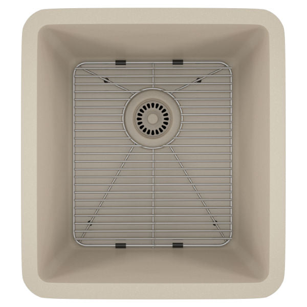 Lexicon Platinum 16" Beige Quartz Single Composite Sink w/ Grid LP-1618 - Annie & Oak