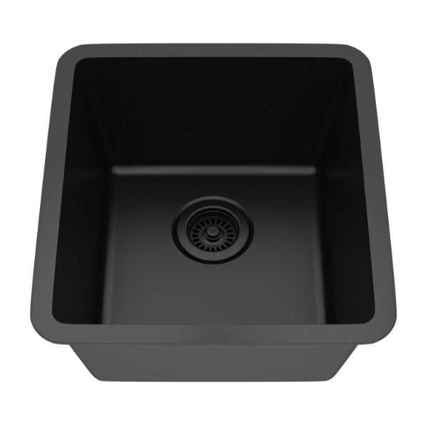 Lexicon Platinum 16" Black Quartz Single Composite Sink w/ Grid LP-1618 - Annie & Oak