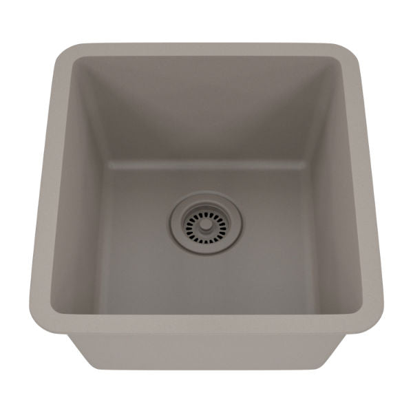Lexicon Platinum 16" Concrete Quartz Single Composite Sink w/ Grid LP-1618 - Annie & Oak