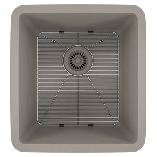 Lexicon Platinum 16" Concrete Quartz Single Composite Sink w/ Grid LP-1618 - Annie & Oak