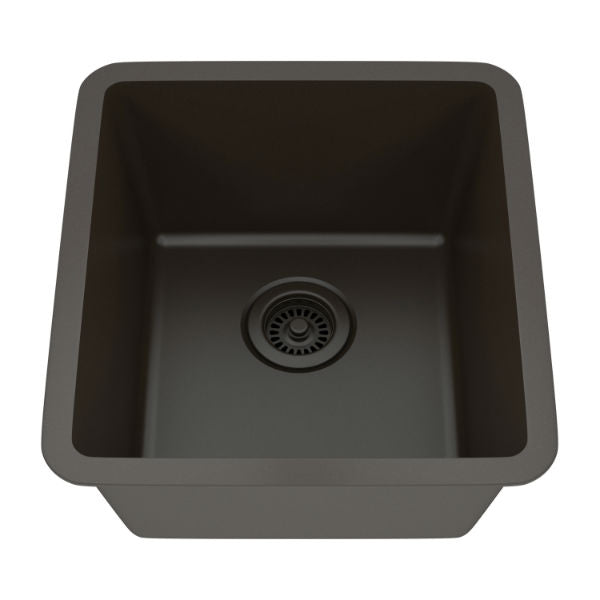 Lexicon Platinum 16" Mocha Quartz Single Composite Sink w/ Grid LP-1618 - Annie & Oak