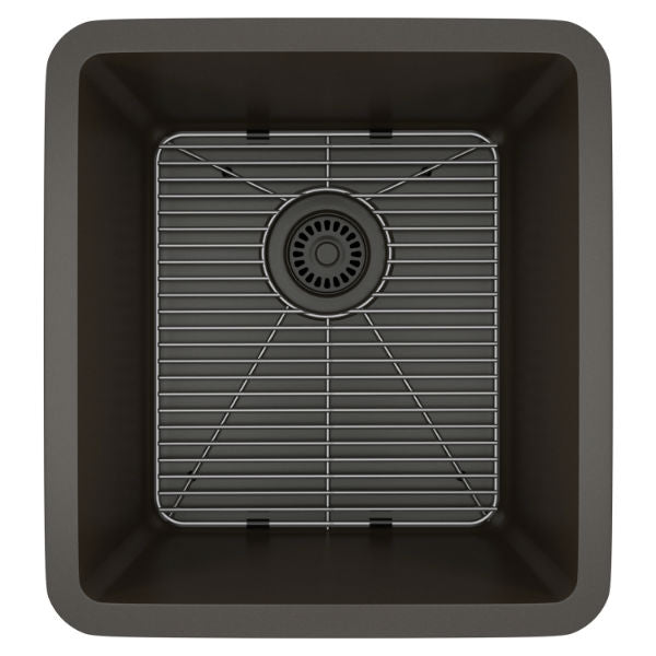 Lexicon Platinum 16" Mocha Quartz Single Composite Sink w/ Grid LP-1618 - Annie & Oak
