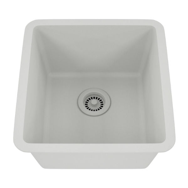 Lexicon Platinum 16" White Quartz Single Composite Sink w/ Grid LP-1618 - Annie & Oak